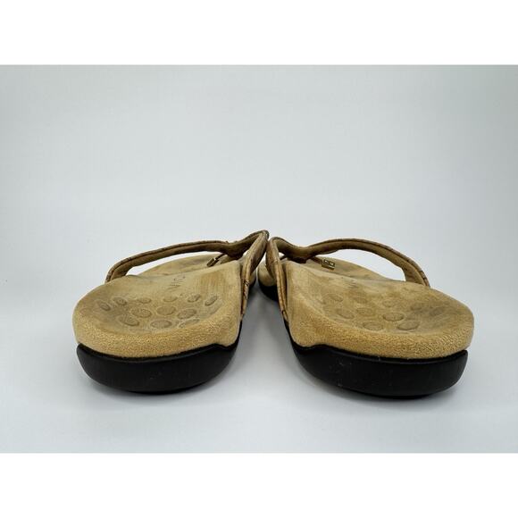 Women's Vionic Bella Orthotic Flip Flops 8 Cork Bow Preppy Resort Outdoor - Picture 6 of 11